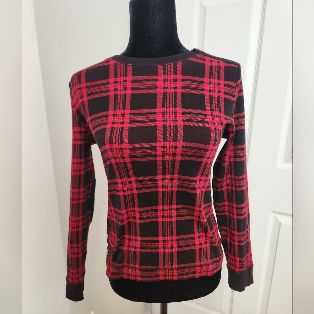 Lauren Ralph Lauren Red and Black Plaid Top SzM